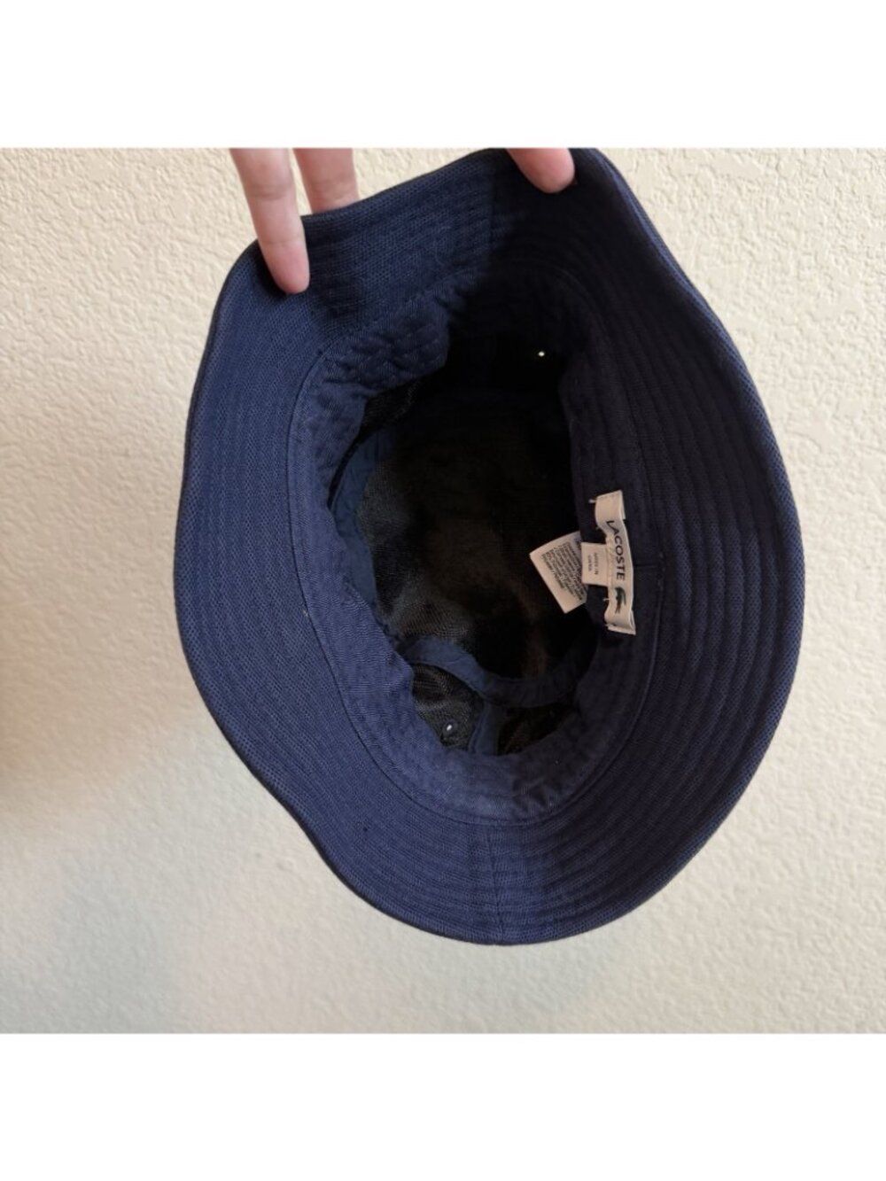Lacoste Pique Bucket Hat Logo Cotton Navy Blue Y2K 90's Vintage-Style Womens M - Picture 7 of 12
